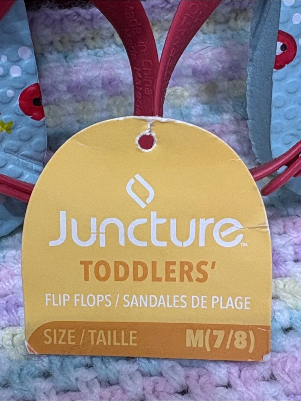 NWT Juncture Kids Flip Flops Toddlers' Light Blue Shark Print Sandals Size M 7/8